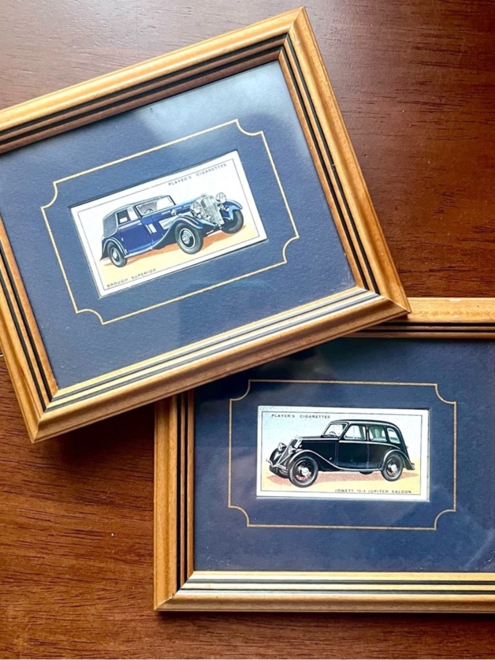 Vintage 1936 Player’s Motor Cars Framed Tobacco Cards Set of 2